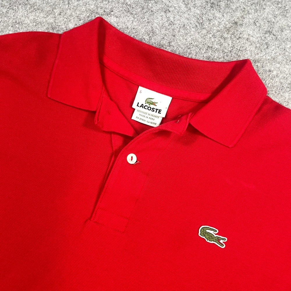 Lacoste Mens Polo Shirt Size 5 Red Short Sleeve Pique Logo